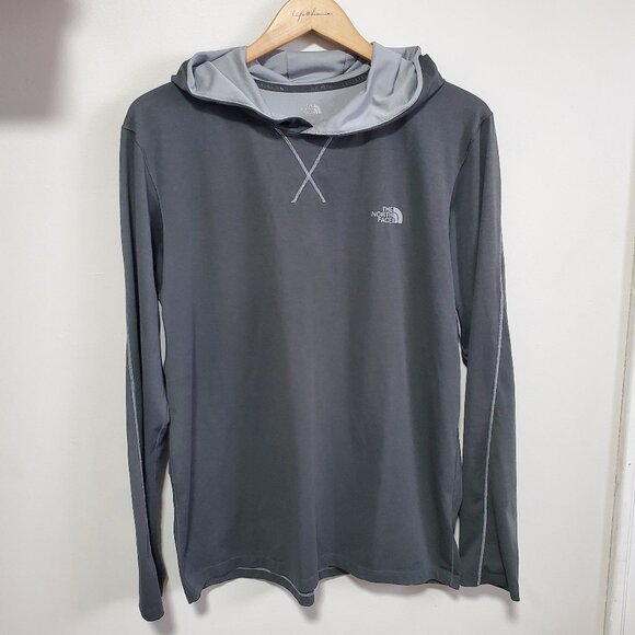 THE NORTH FACE Reactor Hoodie LS Shirt Top Lightweight Mid-Layer Grey Mens Large - Picture 1 of 14